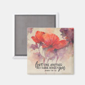 Johannes 15:12 Liefde Een Andere Bijbel Verse Rode Magneet (Voorkant / Achterkant)
