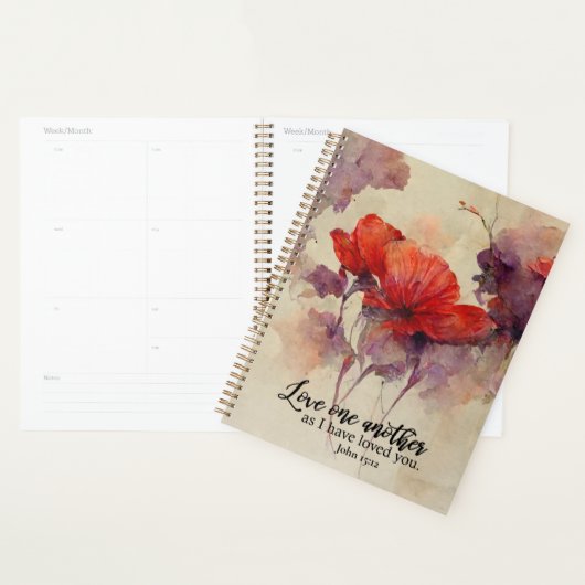 Johannes 15:12 Liefde Een Andere Bijbel Verse Rode Planner (Display)