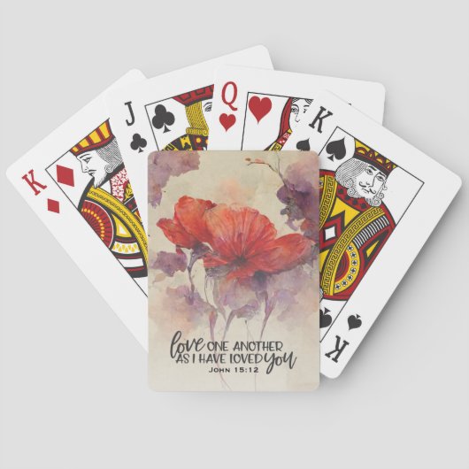 Johannes 15:12 Liefde Een Andere Bijbel Verse Rode Pokerkaarten (Achterkant)