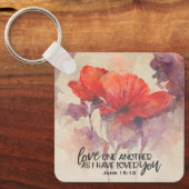 Johannes 15:12 Liefde Een Andere Bijbel Verse Rode Sleutelhanger (Voorkant)