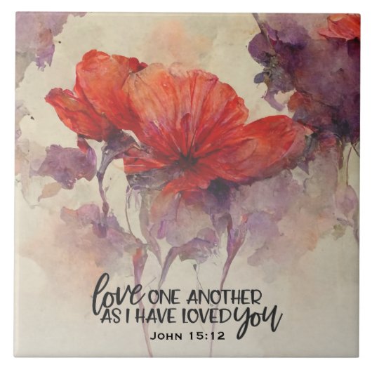 Johannes 15:12 Liefde Een Andere Bijbelvers Christ Tegeltje (Voorkant)