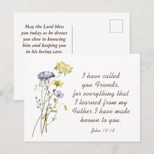 Johannes 15:15 Ik heb u vrienden genoemd Bijbelver Briefkaart (Voorkant / Achterkant)