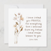 Johannes 15:15 Ik heb u vrienden genoemd Bijbelver Kaart (Voorkant)