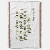 Johannes 15:18 KJV Bijbel Schrift Verse Deken (Voorkant Verticaal)