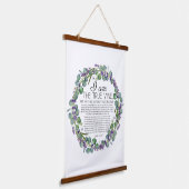 Johannes 15:1-8 Eucalyptus Lavendel Bloemengeschri Hangend Wandkleed (Gebogen)