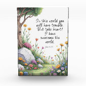 Johannes 16:33 Bijbelvers Afbeelding Poster Fotoblokken (Voorkant)