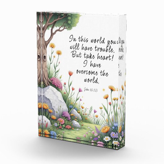Johannes 16:33 Bijbelvers Afbeelding Poster Fotoblokken (Rechts)