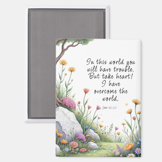 Johannes 16:33 Bijbelvers Afbeelding Poster Magneet (Voorkant / Achterkant)