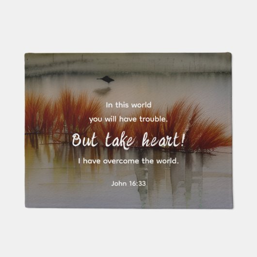 Johannes 16:33 Ik heb Overwonnen Bijbelvers Christ Deurmat (Voorkant)