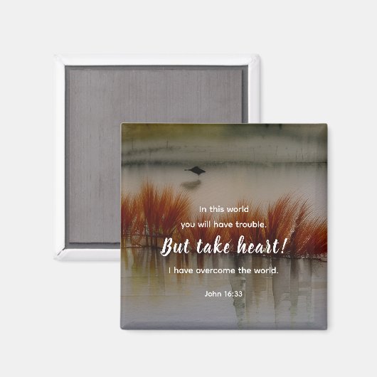 Johannes 16:33 Ik heb Overwonnen Bijbelvers Christ Magneet (Voorkant / Achterkant)