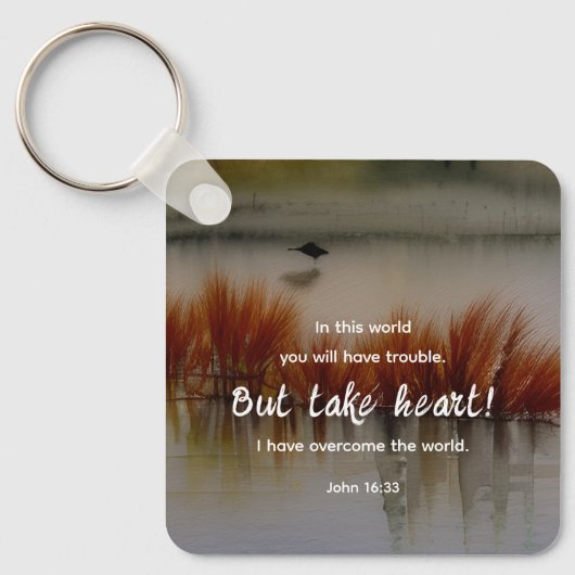 Johannes 16:33 Ik heb Overwonnen Bijbelvers Christ Sleutelhanger (Voorkant)