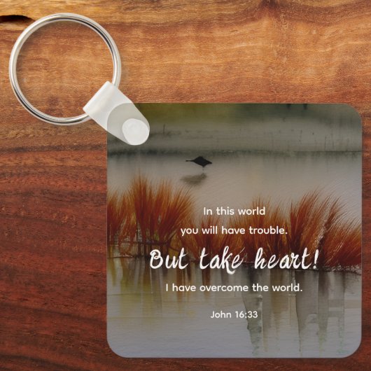 Johannes 16:33 Ik heb Overwonnen Bijbelvers Christ Sleutelhanger (Voorkant)