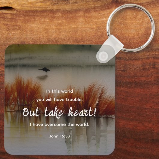 Johannes 16:33 Ik heb Overwonnen Bijbelvers Christ Sleutelhanger (Achterkant)