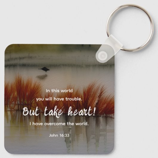 Johannes 16:33 Ik heb Overwonnen Bijbelvers Christ Sleutelhanger (Achterkant)