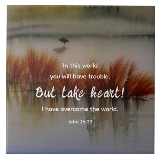 Johannes 16:33 Ik heb Overwonnen Bijbelvers Christ Tegeltje (Voorkant)