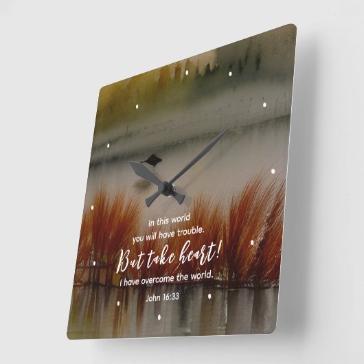 Johannes 16:33 Ik heb Overwonnen Bijbelvers Christ Vierkante Klok (Hoek)