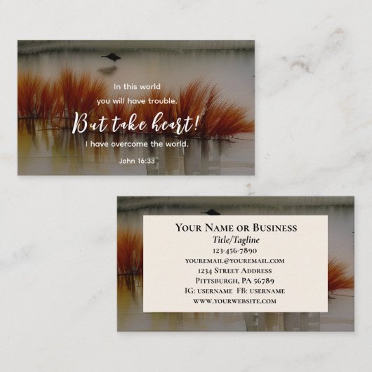 Johannes 16:33 Ik heb Overwonnen Bijbelvers Christ Visitekaartje (Voorkant / Achterkant)