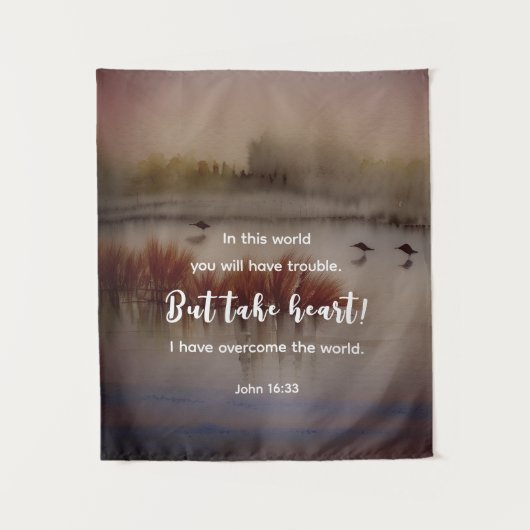 Johannes 16:33 Ik heb Overwonnen Bijbelvers Christ Wandkleed (Voorkant)