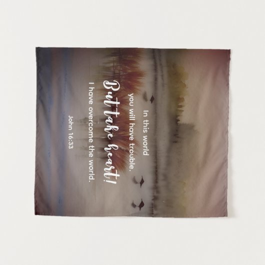 Johannes 16:33 Ik heb Overwonnen Bijbelvers Christ Wandkleed (Voorkant (horizontaal))