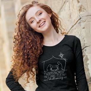 Johannes 1:14 Christelijke Geboorte Schrift Lange  T-shirt