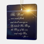 Johannes 1:14 Het Woord werd gemaakt vlees, bijbel Keramisch Ornament (Links)