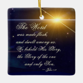 Johannes 1:14 Het Woord werd gemaakt vlees, bijbel Keramisch Ornament