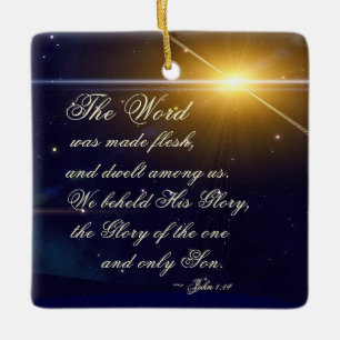 Johannes 1:14 Het Woord werd gemaakt vlees, bijbel Keramisch Ornament