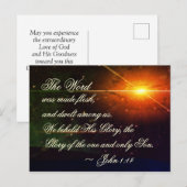 Johannes 1:14 Het Woord Werd Vlees, Bijbelvers Feestdagenkaart (Voorkant / Achterkant)