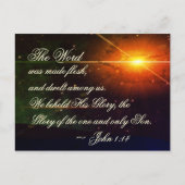 Johannes 1:14 Het Woord Werd Vlees, Bijbelvers Feestdagenkaart (Voorkant)