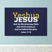 Johannes 1:14 | JEZUS WOORD WERD VLEES | CHRISTELI Canvas Afdruk (Insitu (Houten vloer))