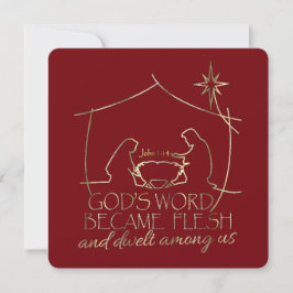 Johannes 1:14 Kerstmis Geboorte Schrift Religieus Feestdagenkaart