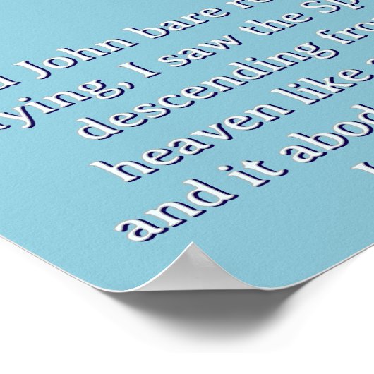 Johannes 1:32 De afdalende duif blauw Christelijk Poster (Hoek)