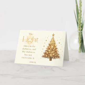 Johannes 1:5 Gouden kerstboom kerst Kaart