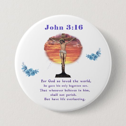 Johannes 3:166 ronde button 7,6 cm (Voorkant)