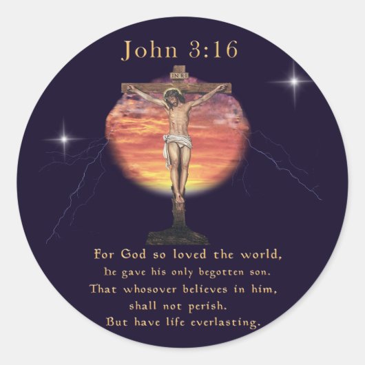 Johannes 3:166 ronde sticker (Voorkant)