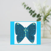 Johannes 3: 16- 17 vlinderblauwe postkaart (Staand voorkant)