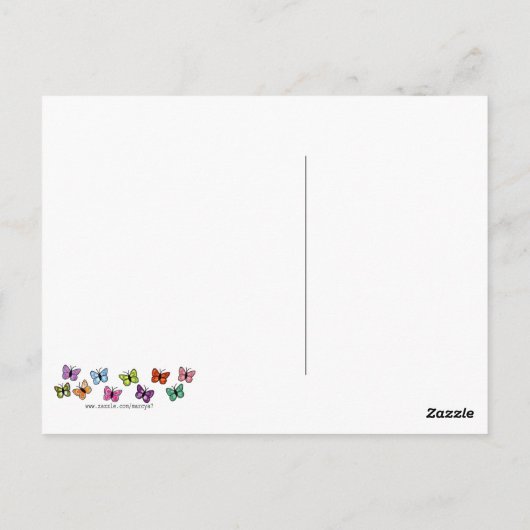 Johannes 3: 16- 17 vlinderblauwe postkaart (Achterkant)