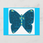 Johannes 3: 16- 17 vlinderblauwe postkaart (Voorkant)