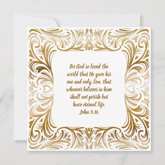Johannes 3:16 Aangepaste naam Gouden unieke Kerstm Feestdagenkaart (Voorkant)