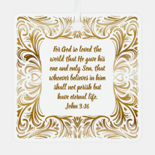 Johannes 3:16 Aangepaste naam Gouden unieke Kerstm Metalen Ornament