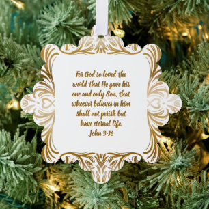 Johannes 3:16 Aangepaste naam Gouden unieke Kerstm Ornament Kaart