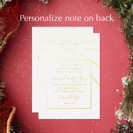 Johannes 3:16 Aangepaste religieuze kerk Kerst gou Folie Feestdagenkaart