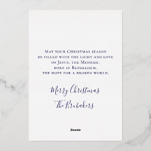 Johannes 3:16 Aangepaste religieuze kerk Kerst gou Folie Feestdagenkaart (Achterkant)