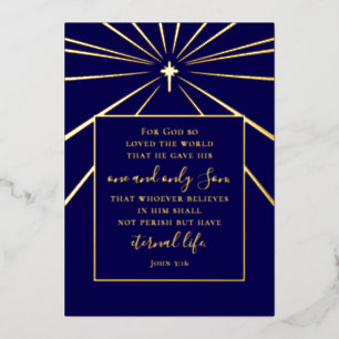Johannes 3:16 Aangepaste tekst Christelijk kerstgo Folie Feestdagenkaart