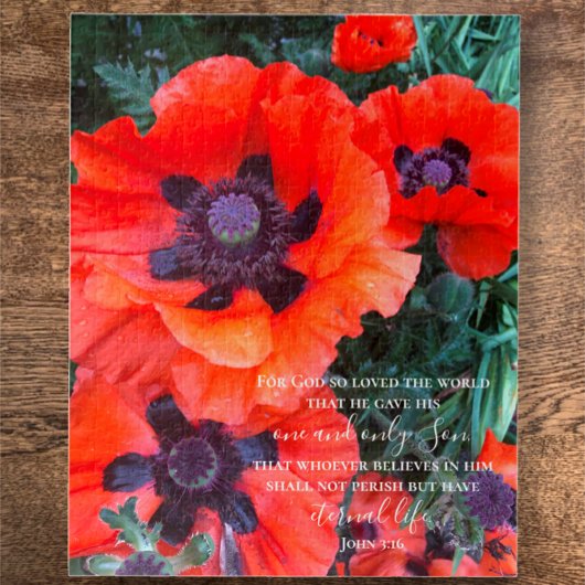 Johannes 3:16 Aangepaste tekst | Red Poppy Origine Legpuzzel