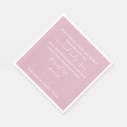 Johannes 3:16 | Aangepaste tekst Roze Christelijk  Servet (Hoek)