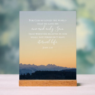 Johannes 3:16 Aangepaste tekst Zwitserse Alpen O Acryl Bord