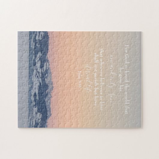 Johannes 3:16 Aangepaste tekst | Zwitserse Alpen O Legpuzzel (Horizontaal)