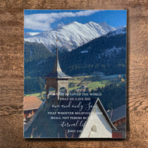 Johannes 3:16 Aangepaste tekst Zwitserse Alpen O Legpuzzel