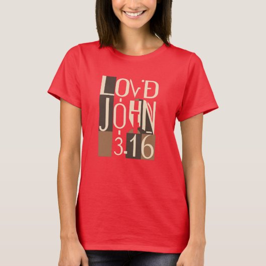 Johannes 3:16 Bemind kubisme kunst T-shirt (Voorkant)